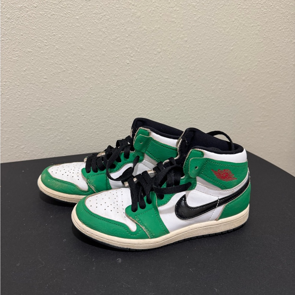 Kids Green and White Retro High Jordan 1